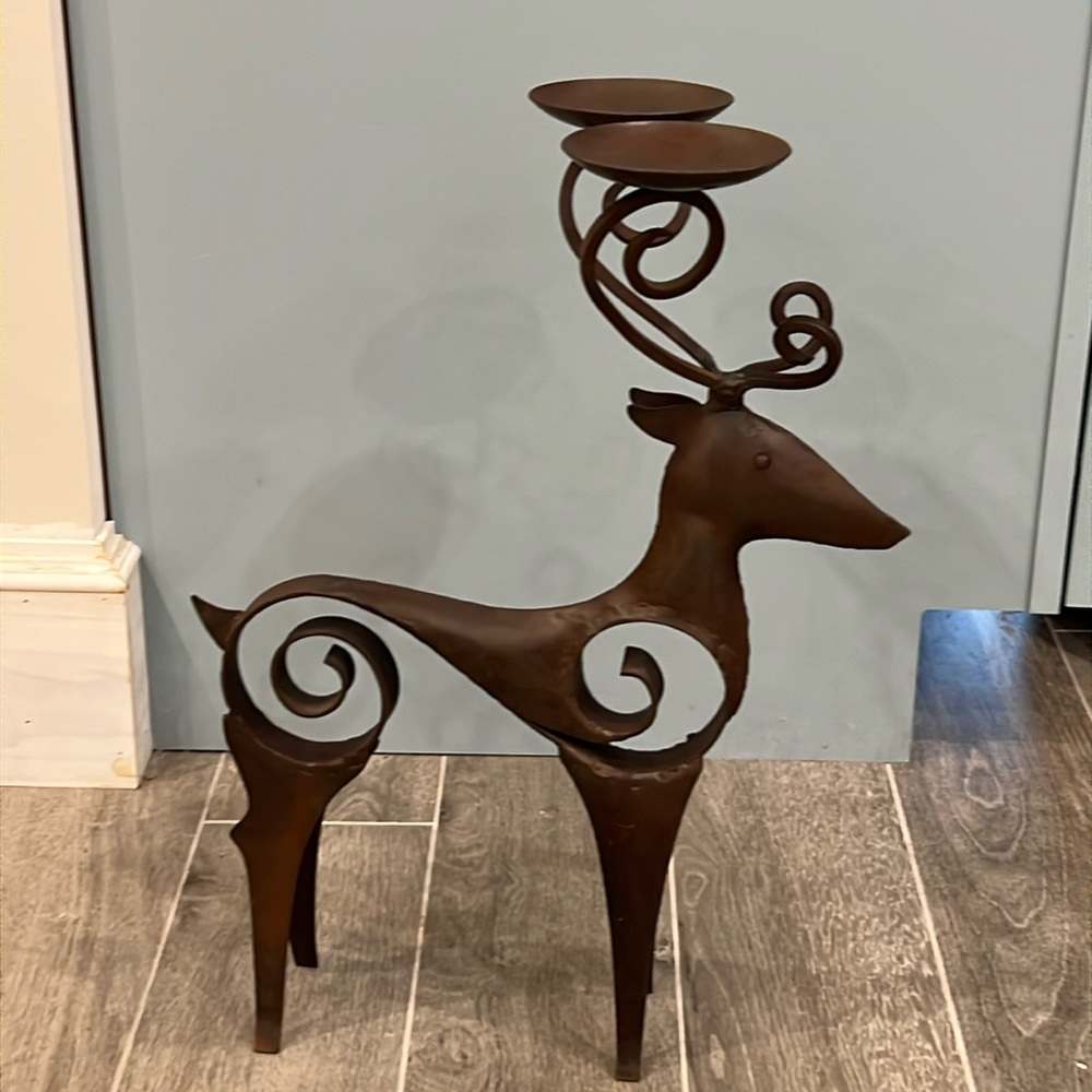 Metal Reindeer Reindeer Double Candle Sconce